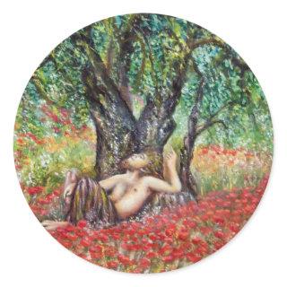 PAN, OLIVE TREE AND POPPY FIELDS CLASSIC ROUND STICKER