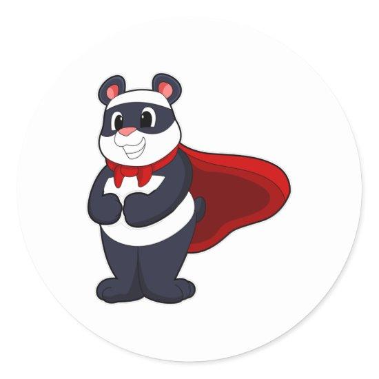 Panda as Hero with Mask & Cape Classic Round Sticker