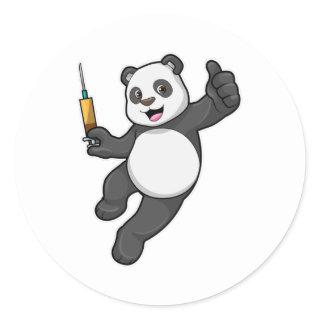 Panda at Vaccination with Syringe Classic Round Sticker