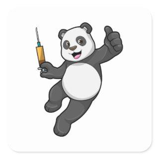 Panda at Vaccination with Syringe Square Sticker