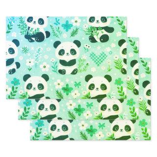 Panda Bear Pattern Green Print  Sheets