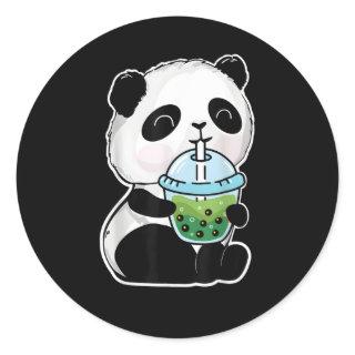 Panda Boba Tea Panda And Bubble Tea Classic Round Sticker
