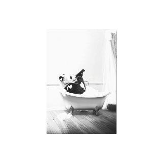 Panda in a bathtub canvas print
