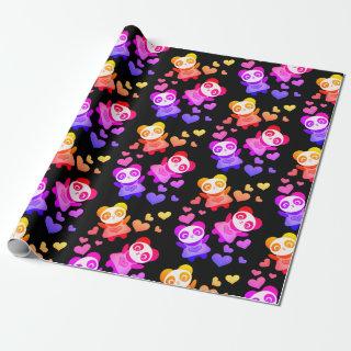Panda Love Cosmic Space Rainbow Heart