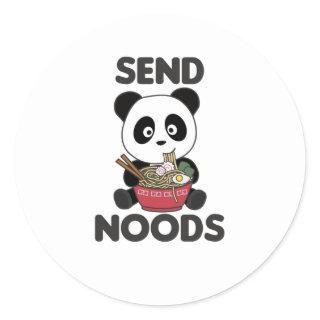 Panda Send Noods Ramen Cute Kawaii Noodle Classic Round Sticker