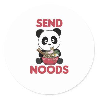 Panda Send Noods Ramen Cute Kawaii Noodles Pandas Classic Round Sticker