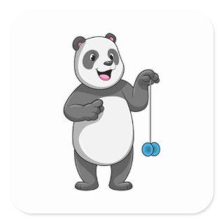 Panda with Yo-yo Square Sticker