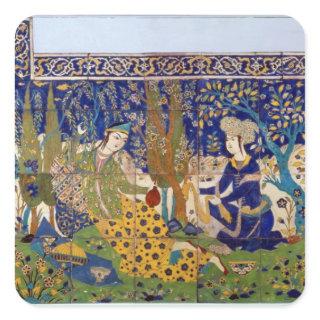 Panel of glazed earthenware tile-work, Isfahan Square Sticker