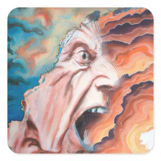 Panic Waves Oil Painting Square Sticker