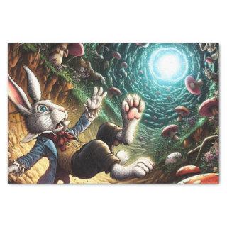 Panicked Bunny Falling Down The Rabbit Hole Tissue Paper