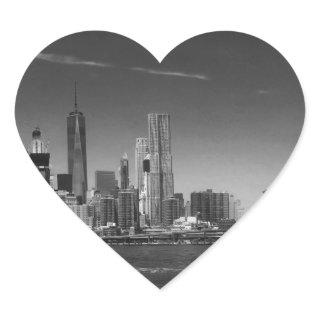 Panoramic Black White Brooklyn Heart Sticker