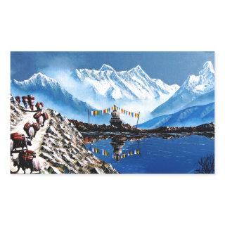 Panoramic View Of Annapurna Mountain Nepal Rectangular Sticker