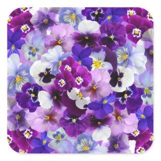 Pansies Easter Spring Flowers Square Sticker