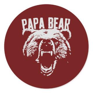 Papa Bear Best Dad Fathers Day Father Pop Gifts Classic Round Sticker
