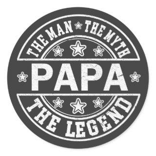 Papa The Man The Myth The Legend Father Day Classic Round Sticker