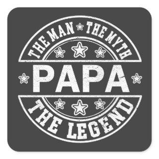 Papa The Man The Myth The Legend Father Day Square Sticker