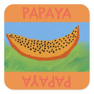 papaya cartoon draw square sticker