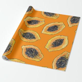 Papaya slices on orange