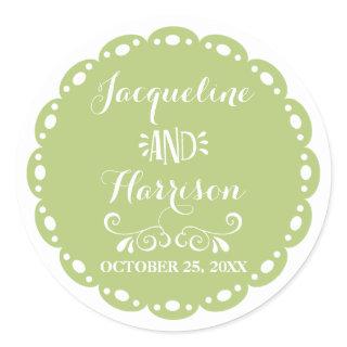 Papel Picado Envelope Seal Lime Fiesta Wedding