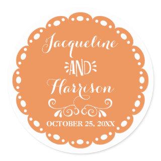 Papel Picado Envelope Seal Orange Fiesta Wedding