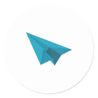 Paper Airplane Classic Round Sticker