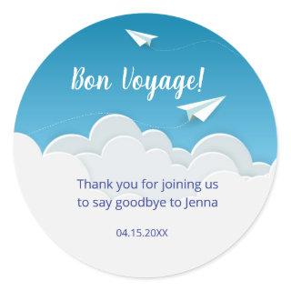 Paper Airplane Going Away Party Thank You Classic Round Sticker