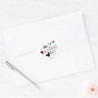 Paper Cut Mickey | Happy Valentine's Day Classic Round Sticker