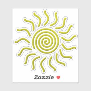 Paper Cut Yellow Sun Print Sticker