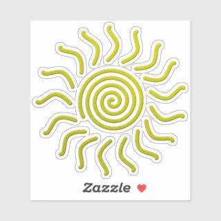 Paper Cut Yellow Sun Print Sticker