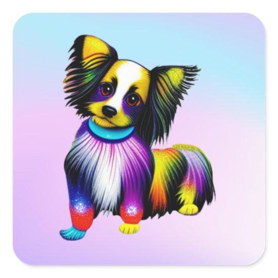 Papillion Pop Art Pastel    Square Sticker