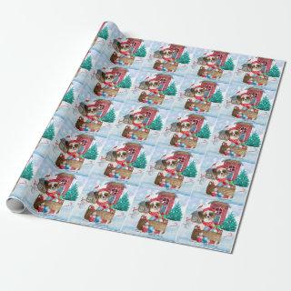 Papillon Dog In snow Christmas Dog House