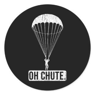 Parachute Skydiving Oh Chute Classic Round Sticker