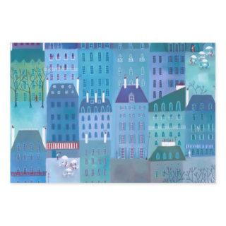 Paris Blues Cityscape Painting France  Sheets