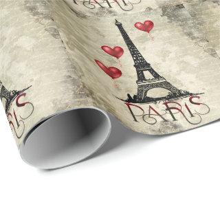 Paris, Eiffel Tower and Red Balloons Parchment