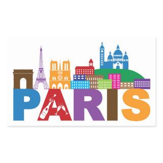 Paris, France | Colorful Typography Rectangular Sticker