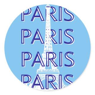Paris Travel Art, Travel Art, Preppy Art, Blue Classic Round Sticker