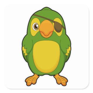 Parrot as Pirate with Eyepatch Square Sticker