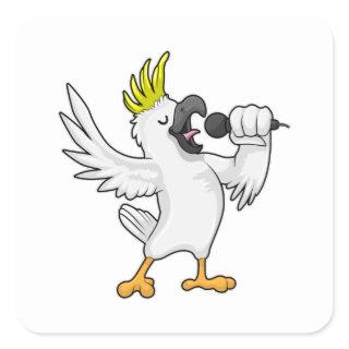 Parrot as Singer with Microphone Square Sticker
