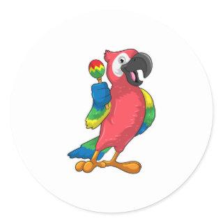 Parrot at Music with Maracas Classic Round Sticker