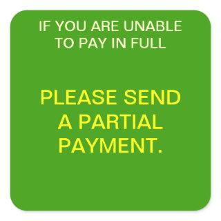 PARTIAL PAYMENT REQUEST Collections Sticker