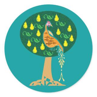 Partridge in a pear tree Christmas carol Classic Round Sticker