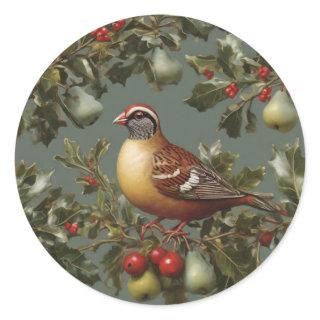 Partridge in a pear tree classic round sticker