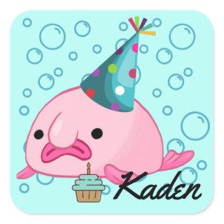 Party Blobfish Personalized Square Sticker