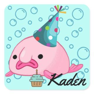 Party Blobfish Personalized Square Sticker