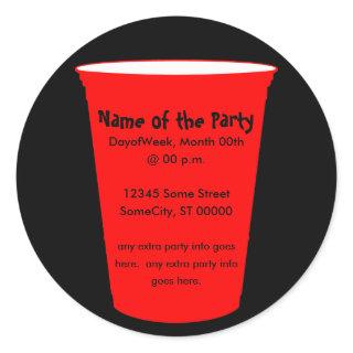party cup invite classic round sticker