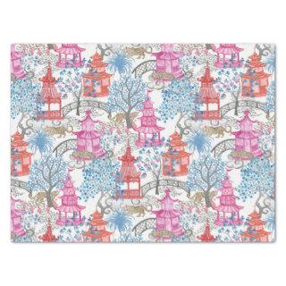 Party Leopards in Pagoda Forest In Spicy Pink Tissue Paper