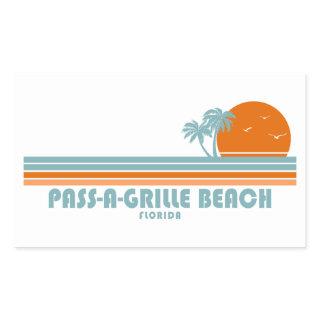 Pass-a-Grille Beach Florida Sun Palm Trees Rectangular Sticker