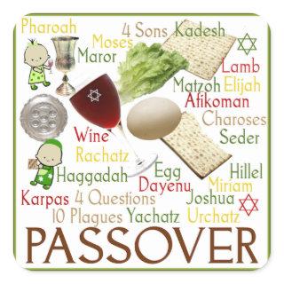 Passover Words and Symbols Square Sticker