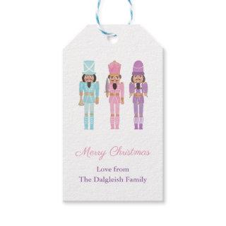 Pastel African American Nutcrackers Happy Holidays Gift Tags