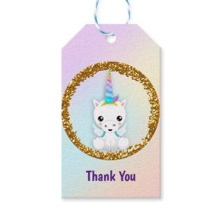 Pastel and Gold Glitter Unicorn Thank You Gift Tags